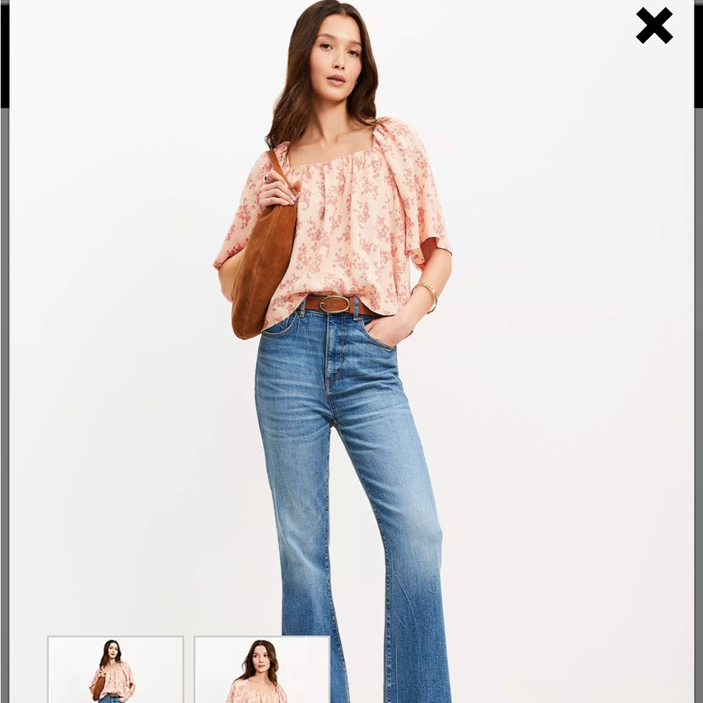 LOFT Pink Floral Puff Sleeve Blouse - Picture 4 of 4